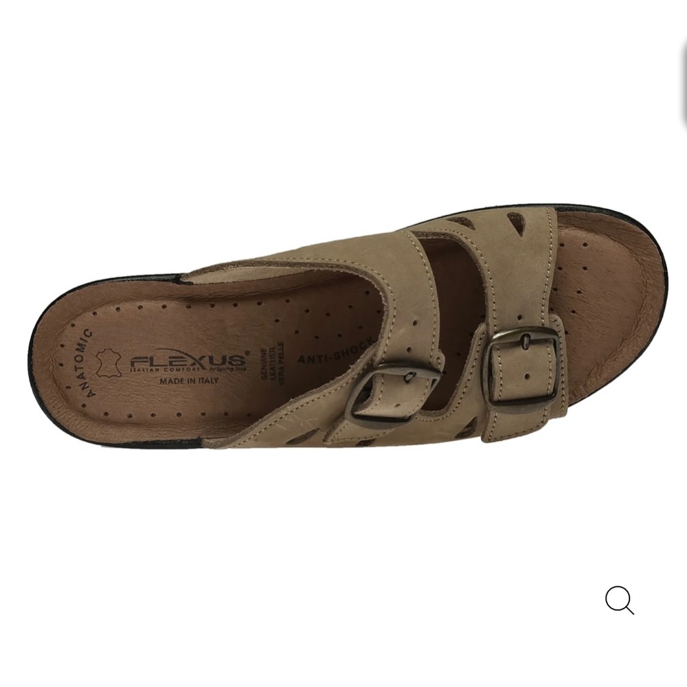 Spring Step FLEXUS Italian Made Leather Decca Slide Beige Sandal